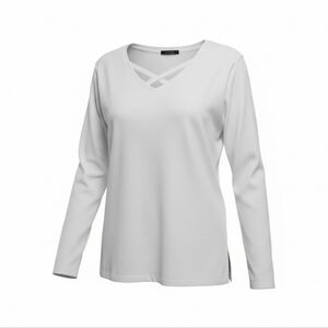 Chic White Crisscross Long Sleeve Top